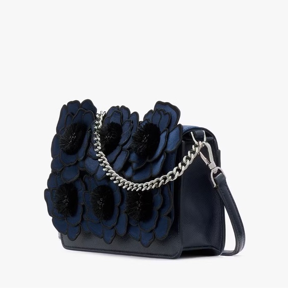 ♠️Kate Spade Madison Embroidered Floral Willow Small Flap Crossbody Bag, Blue - Picture 2 of 9